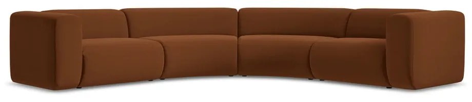 Colțar portocaliu/maro cu tapițerie din catifea Ekahi – Makamii