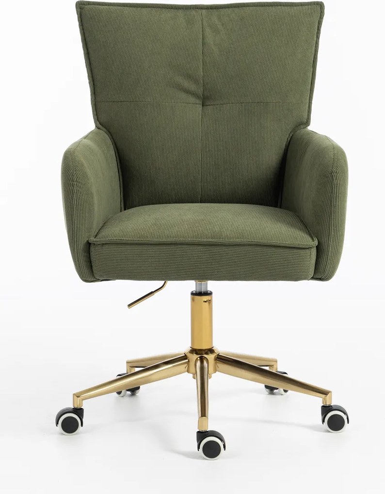 HR250K Scaun Catifea Reiată Premium culoare verde salvie Bază Aurie