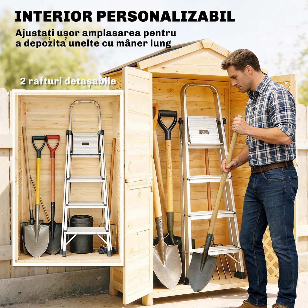 Outsunny Dulap de Exterior: Căsuță de Grădină cu Ușă Ventilată și Kit Anti-Răsturnare. | Aosom Romania