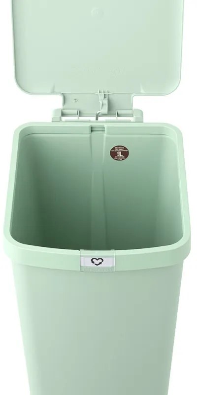Coș cu pedală Brabantia StepUp 1005558, 40 L, Materiale ecologice, Deschidere mare, Verde deschis