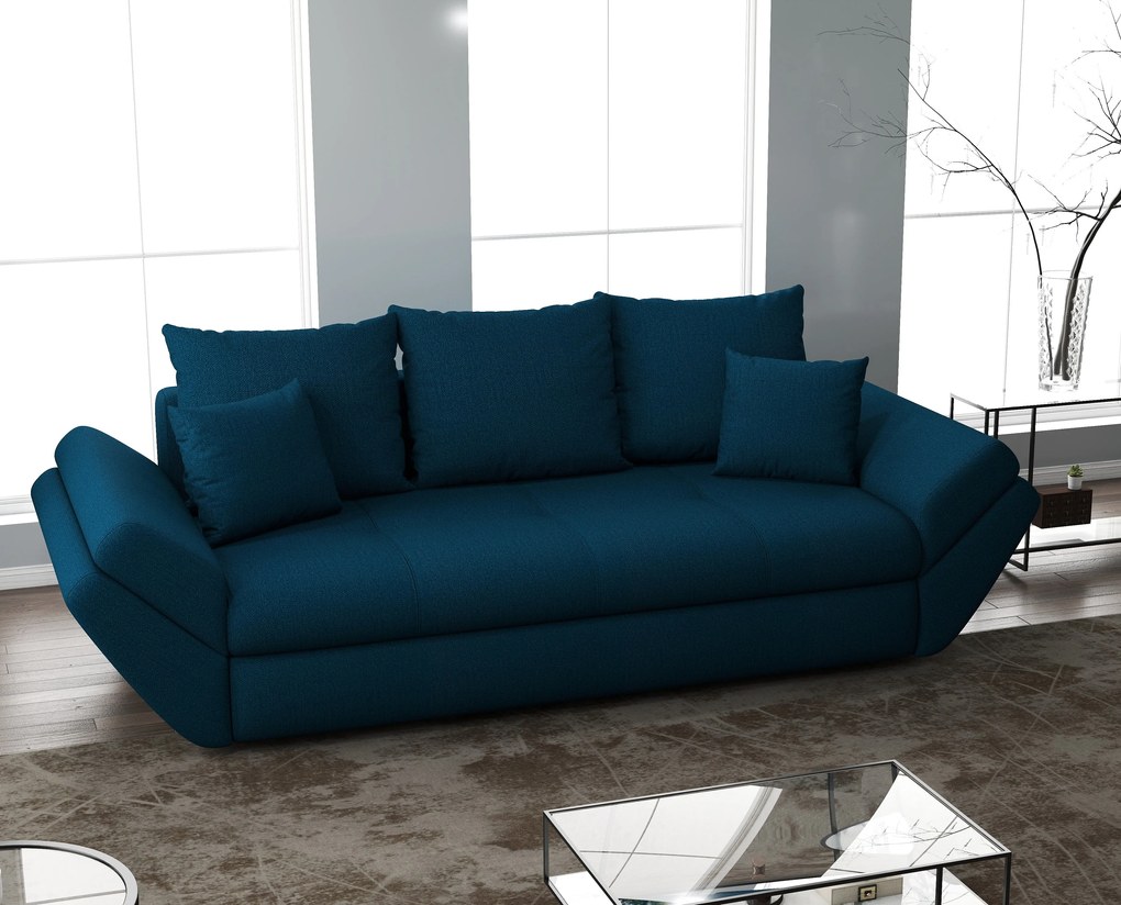 Canapea extensibilă dumonde cu ladă de depozitare si sezut confortabil din spuma high-density, Loana Enjoy Petrol 250x100 cm