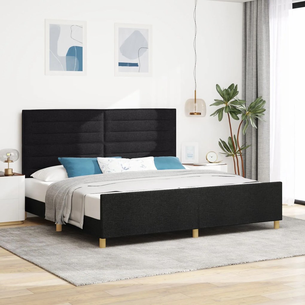 vidaXL Cadru de pat, negru, 200x200 cm, textil