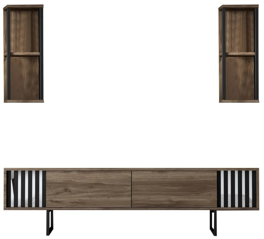 Comodă TV Chrome Line - Walnut, Black