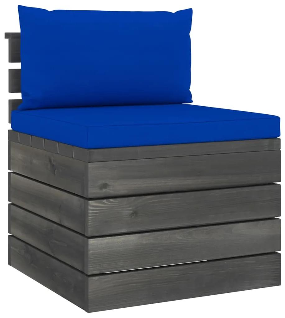 Set mobilier gradina paleti cu perne 4 piese lemn masiv pin Albastru, 4