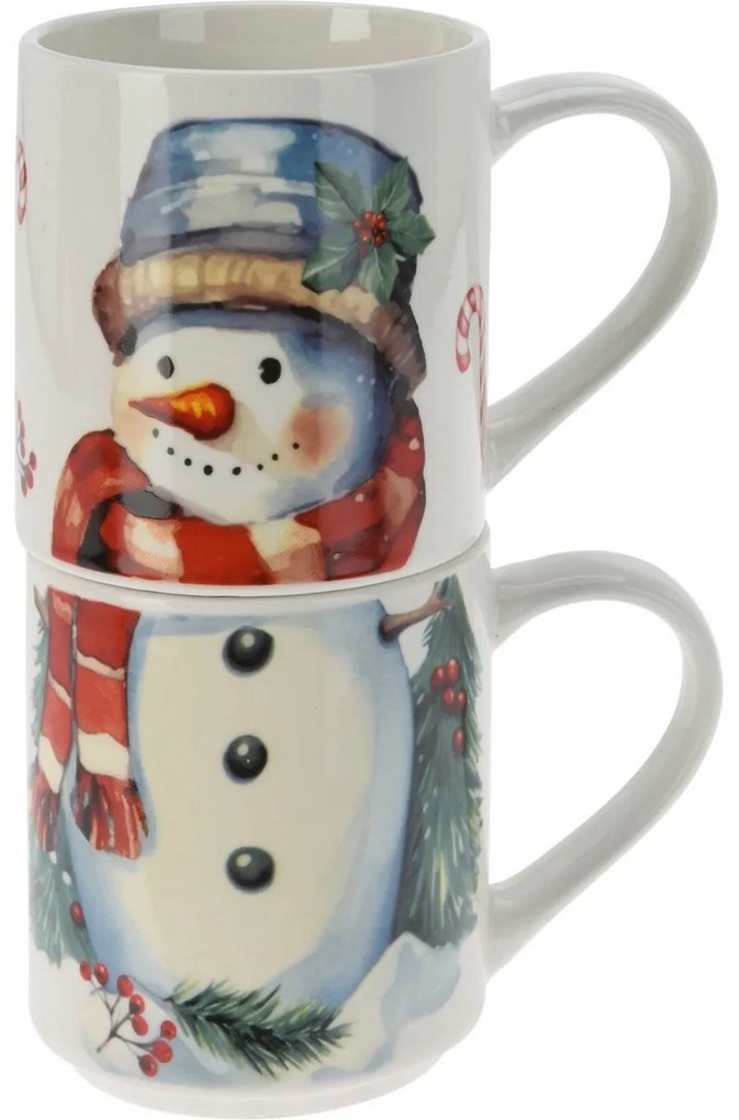 Set de 2 căni Snowman, 265 ml, porțelan