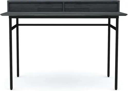 Birou cu două sertare Selena, 87x120x65 cm, lemn de acacia/ mdf/ metal, gri/ negru