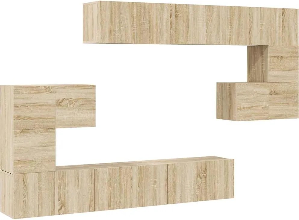 vidaXL Set dulapuri TV, 10 piese, stejar sonoma, lemn prelucrat