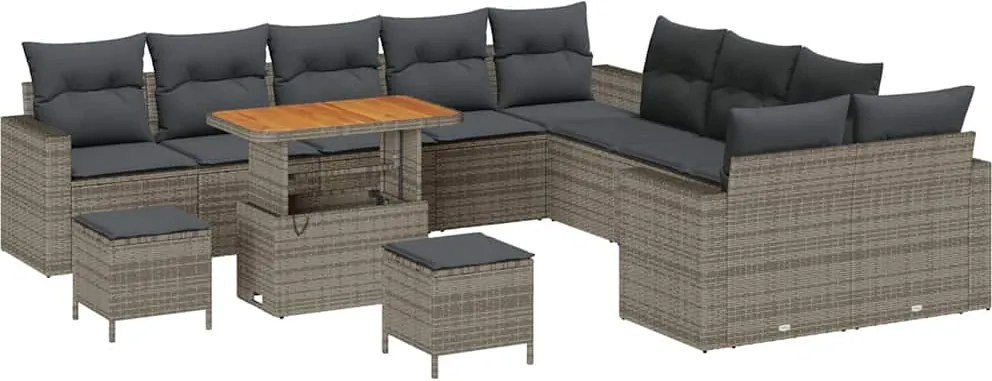 vidaXL Set de canapele pentru grădină cu pernă 17 pcs Gri poliratan