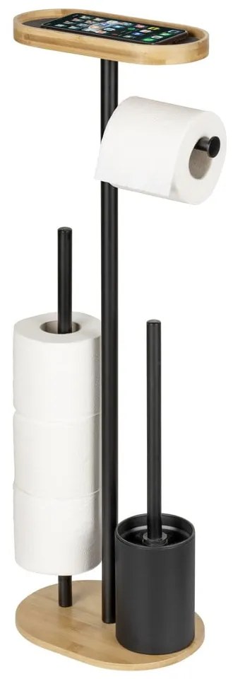 Suport pentru hârtie igienică negru/în culoare naturală din oțel Pomarolo – Wenko