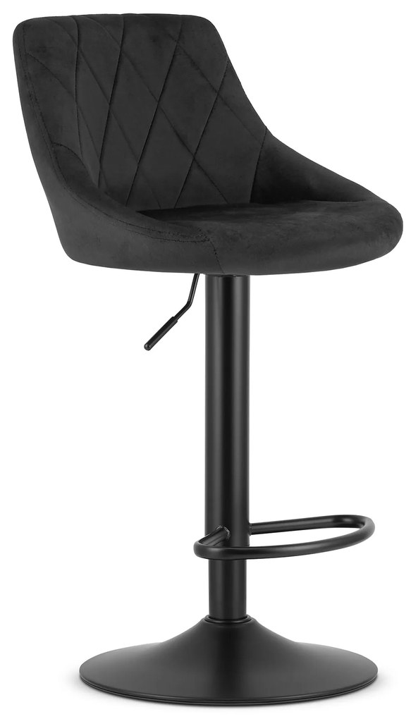 Scaun de bar negru VELVET KAST cu picior negru