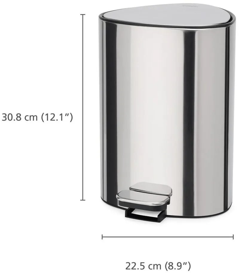 Coș de gunoi argintiu cu pedală din plastic 5 l Luxe – Joseph Joseph