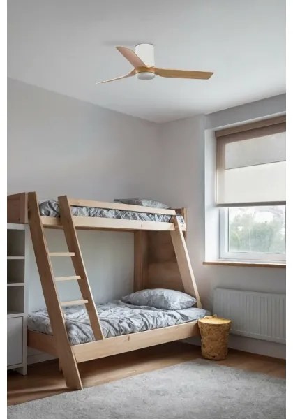 Ventilator de tavan FARO 33833 MINI PUNT TUB S maro/alb d. 90 cm + telecomandă