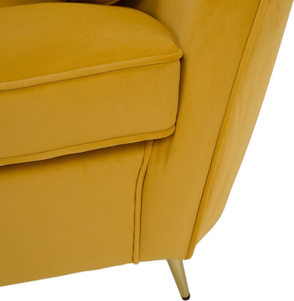 Canapea cu 2 locuri de design, ţesătură Velvet galbenă/gold crom auriu, EZIO TYP 2