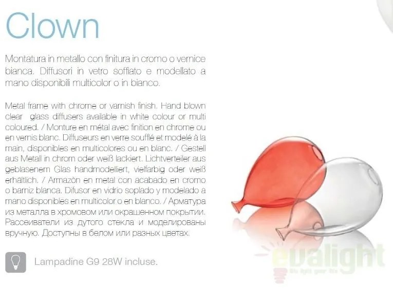 Lustra, Pendul modern diametru 50cm CLOWN SP8 COLOR BIANCO 100944