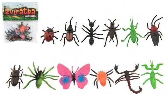Insecte/animale plastic 4 - 8 cm 12 buc în pungă