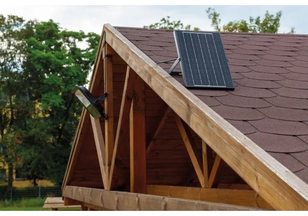 Proiector LED cu panou solar și senzor Kanlux 36607 15W/15000 mAh 3,2V IP65 + telecomandă