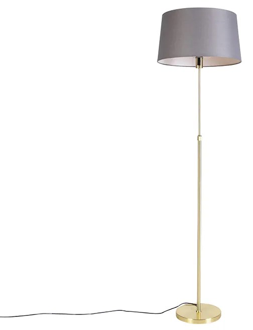 Lampă de podea auriu/alamă cu abajur din in gri 45 cm - Parte