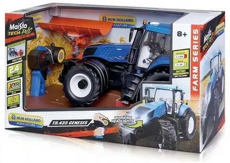 Maisto Tech RC, New Holland tractor cu plug, 2.4Ghz, albastru