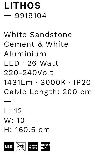 Lampadar, Lampa de podea LED LITHOS alb
