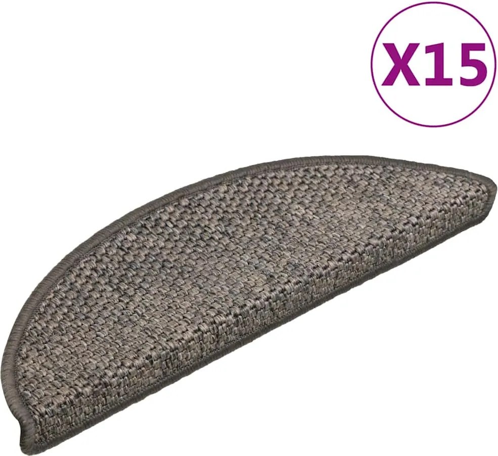 vidaXL Covoraș scări autoadeziv 15 buc gri/bej 56x17x3cm aspect sisal