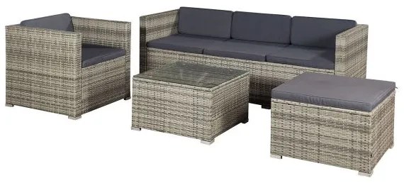 Jusky Set ratan de gradina Punta Cana L - perne gri/antracit