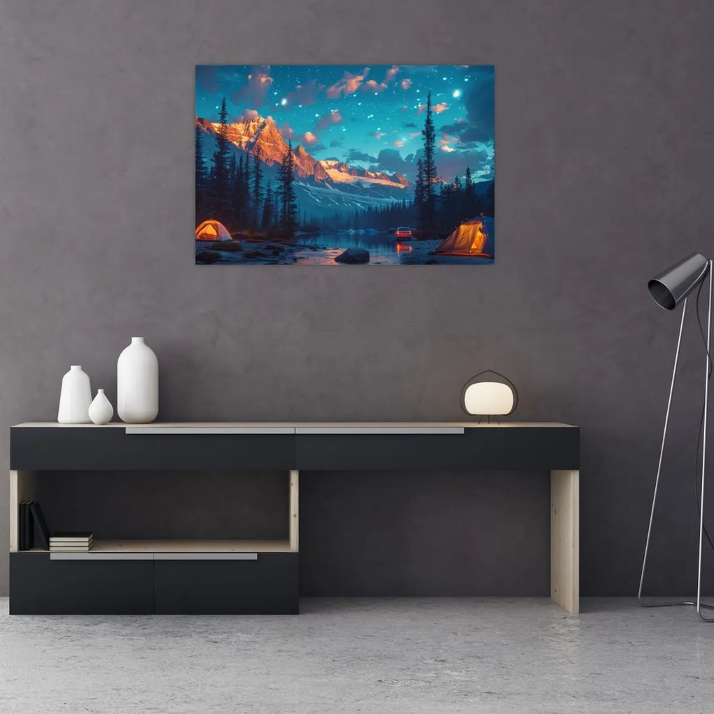 Tablou - Camping în munți (90x60 cm)