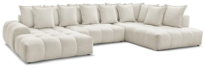 Colțar alb extensibil/cu spațiu de depozitare cu tapițerie din chenille (cu colț pe partea dreaptă/în formă de "U") Everest – Bobochic Paris