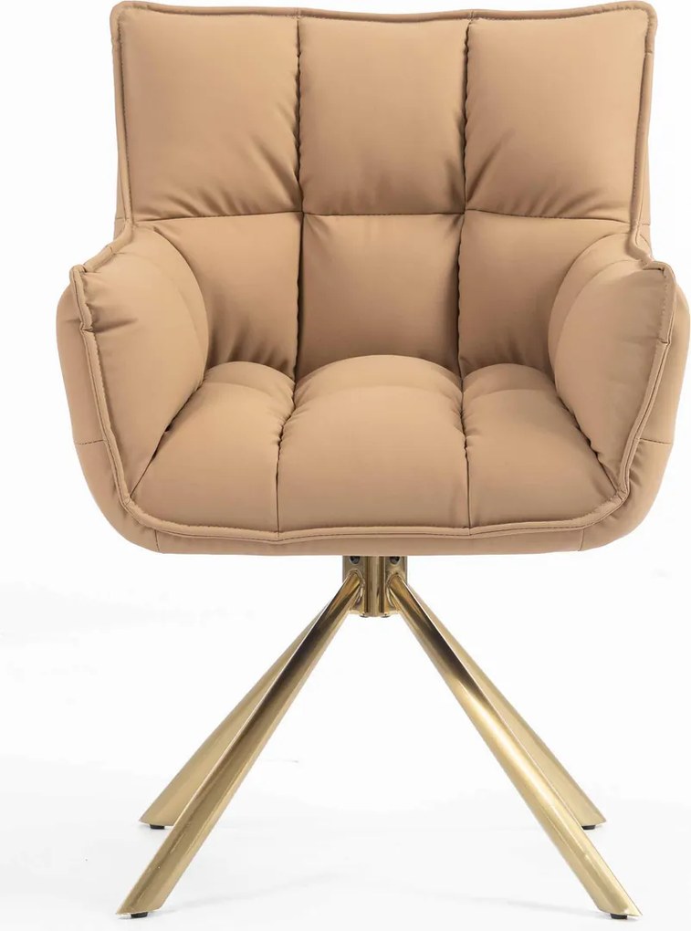 HR560 BAZĂ STEA Scaun Caramel Piele Ecologica Premium Soft cu Bază Aurie