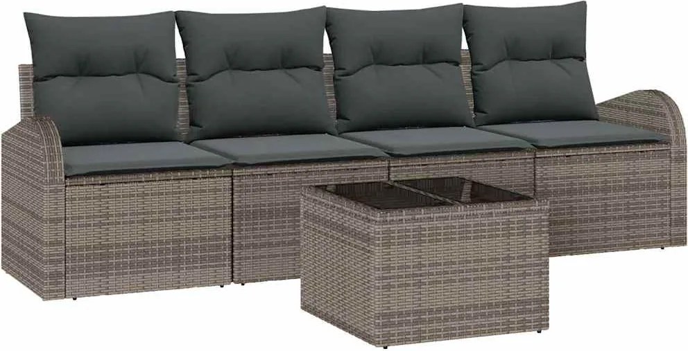 vidaXL Set de canapele pentru grădină Gri 55 x 55 x 37 cm poliratan