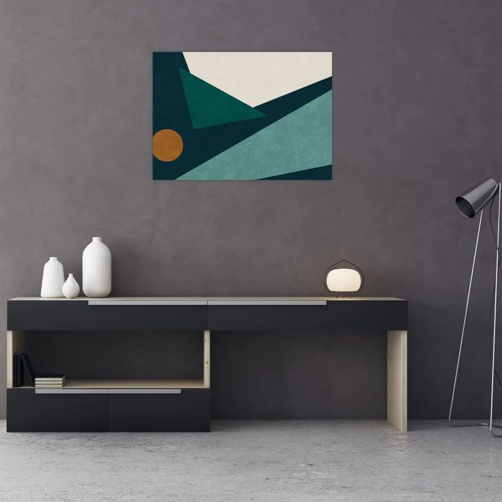 Tablou pe sticlă - Abstract cubic (70x50 cm)