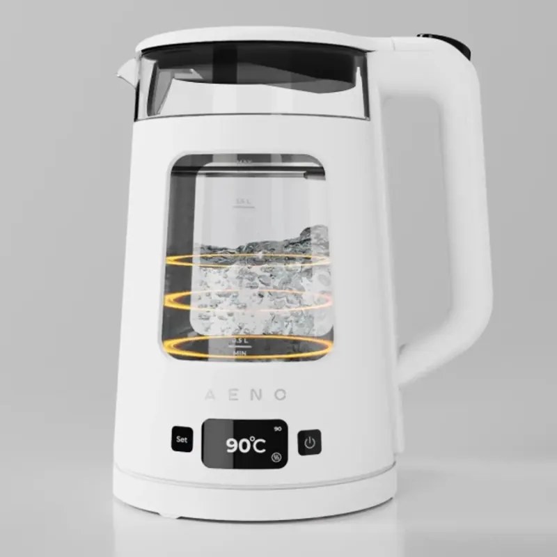 Cana electrica AENO EK6 AEK0006, 2200 W, 1,7 l, 40-100 °C, STRIX, LED, Perete dublu, Filtru, Bază rotativă la 360°, Alb