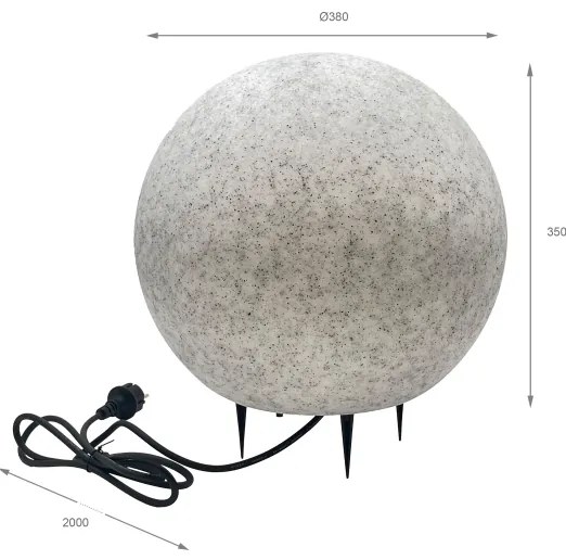 Lampă decorativă de exterior LUMISTONE 1xE27/15W/230V IP65 Ø 38 cm
