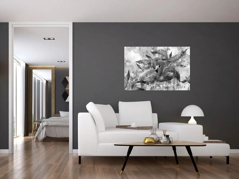 Tablou - Graffiti cu flamingo (90x60 cm)