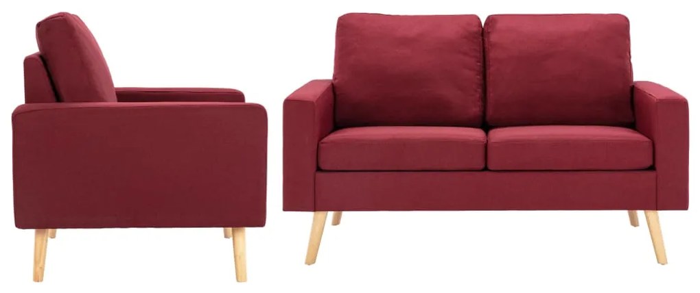 vidaXL Set de canapele, 2 piese, roșu vin, material textil