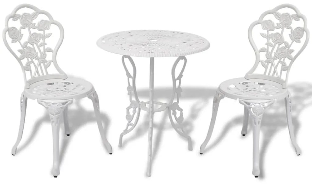 vidaXL Set mobilier bistro, 3 piese, alb, aluminiu turnat