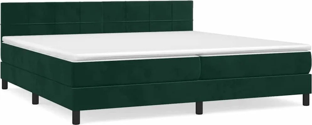 vidaXL Pat box spring cu saltea, verde închis, 200x200 cm, catifea