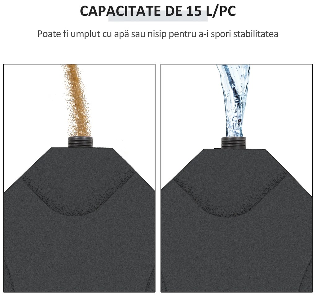 Outsunny Set de 4 Baze Umbrelă de Grădină din Plastic Rezistent la Apă 50x50x7.5cm pentru Stabilitate | Aosom Romania