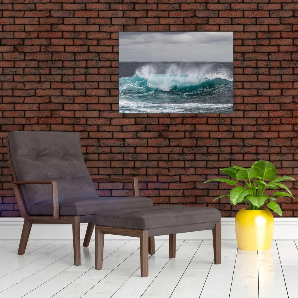 Tablou pe sticlă - Valuri pe ocean (70x50 cm)