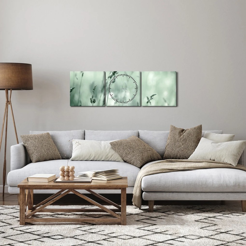 Tablou - Pajiște verde (cu ceas) (90x30 cm)