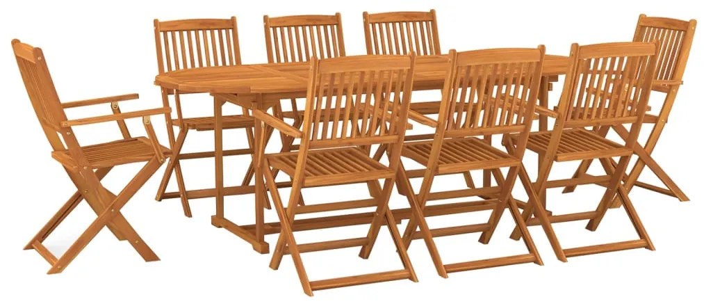 3086974 vidaXL Set mobilier de grădină 9 piese 220x90x75 cm, lemn masiv acacia