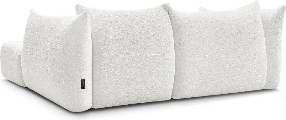 Colțar alb cu tapițerie din țesătură bouclé (cu colț pe partea dreaptă/cu șezlong) Azra – Bobochic Paris