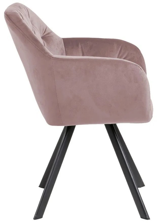 Scaun de sufragerie roz deschis cu cotiere tapițat Lola – Actona