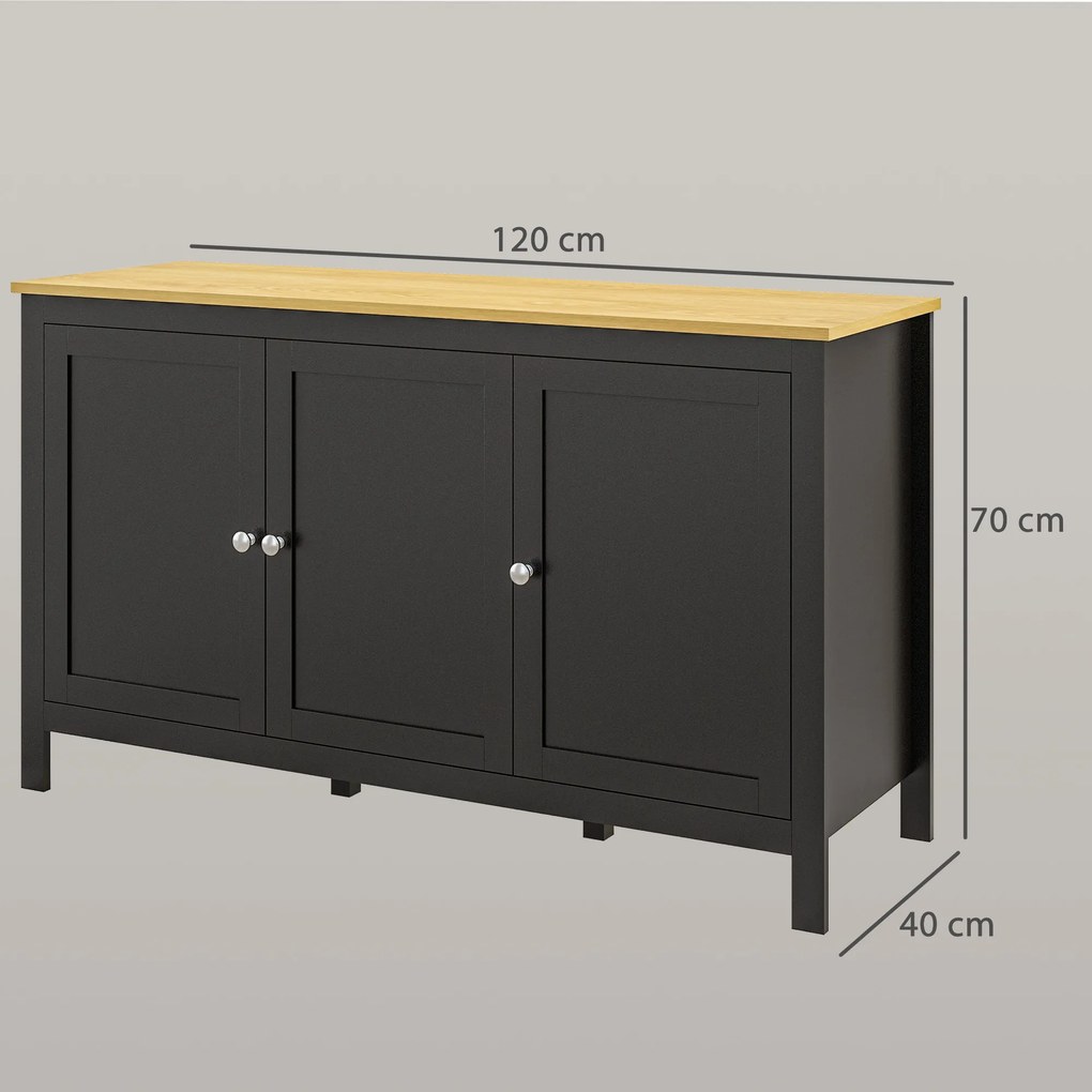 HOMCOM Dulap cu 2 Compartimente și 2 Rafturi Reglabile pe 3 Nivele, 120 x 40 x 70 cm, Negru și Lemn | Aosom Romania