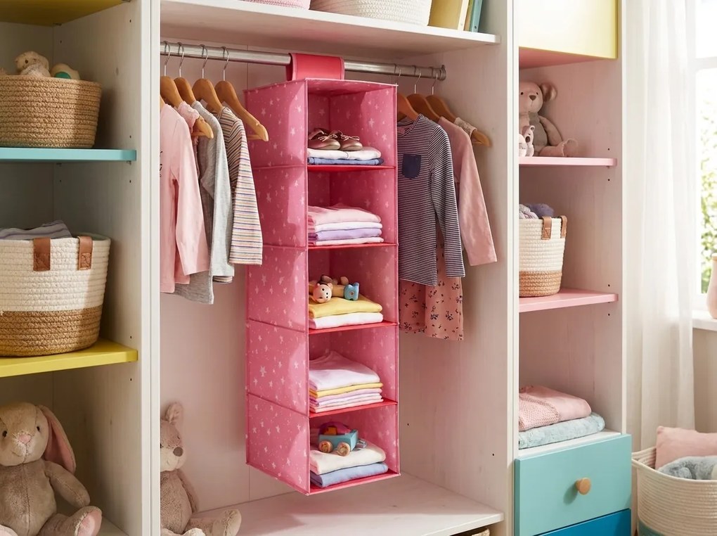Organizator suspendat de dulap STELLA 95 cm, roz