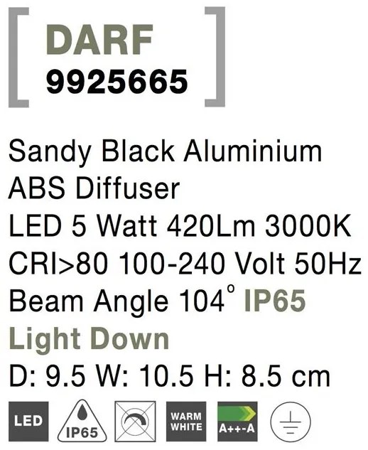 Aplica LED moderna de exterior cu iluminat ambiental IP65 DARF I