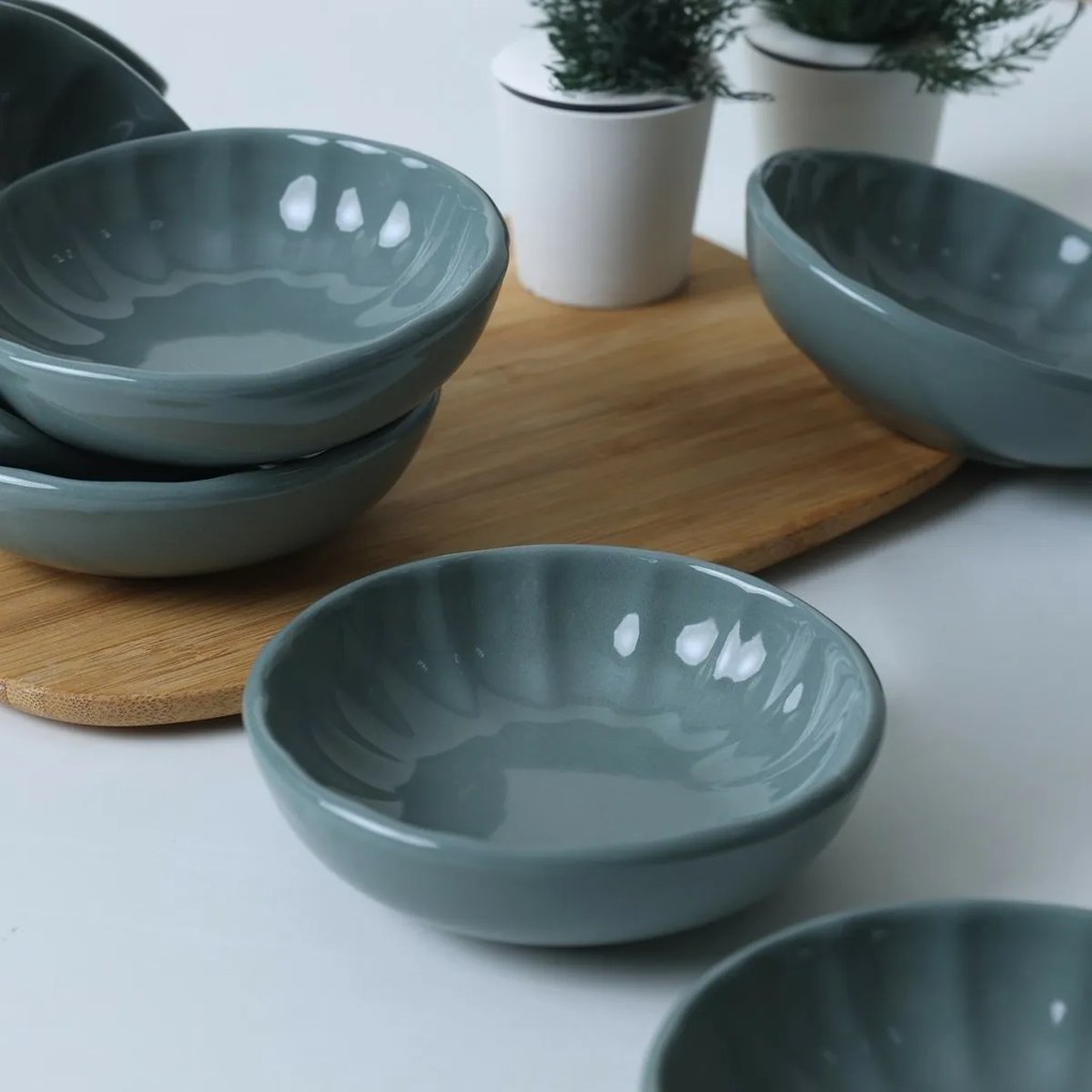 Set of 6 stoneware bowls Laguna 12 cm, petrol blue