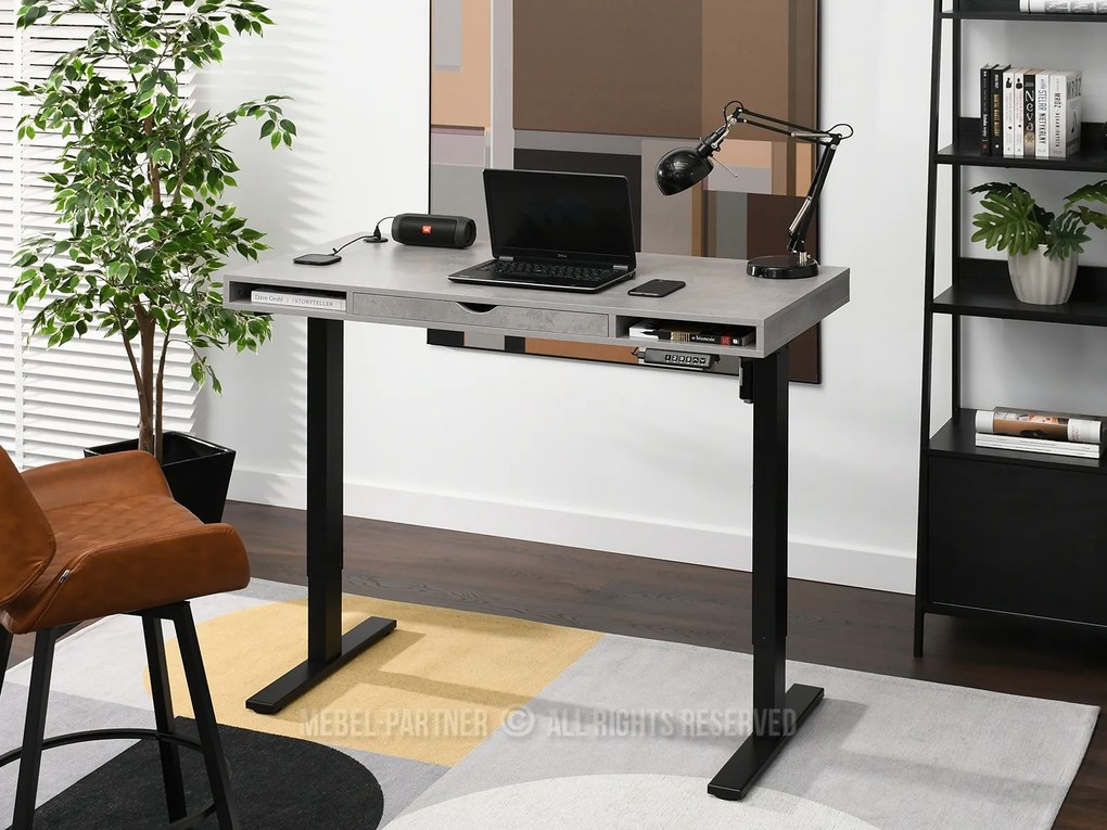 Masă PC Osto 120 (beton + negru). Promo -9%. 1109821