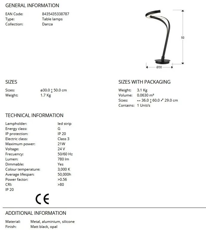 Veioza LED/ Lampa de masa design modern decorativ Danza