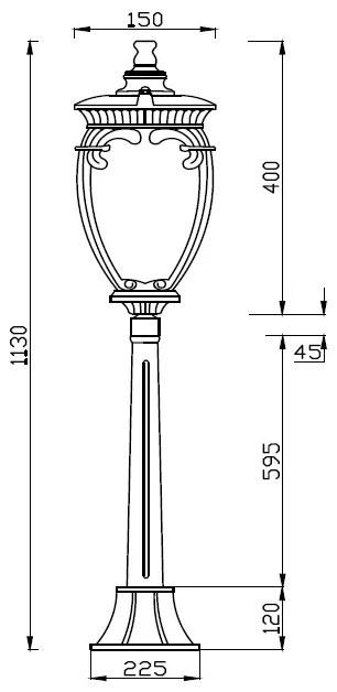 Stalp de exterior protectie IP44, Fleur H-113cm, negru cu auriu