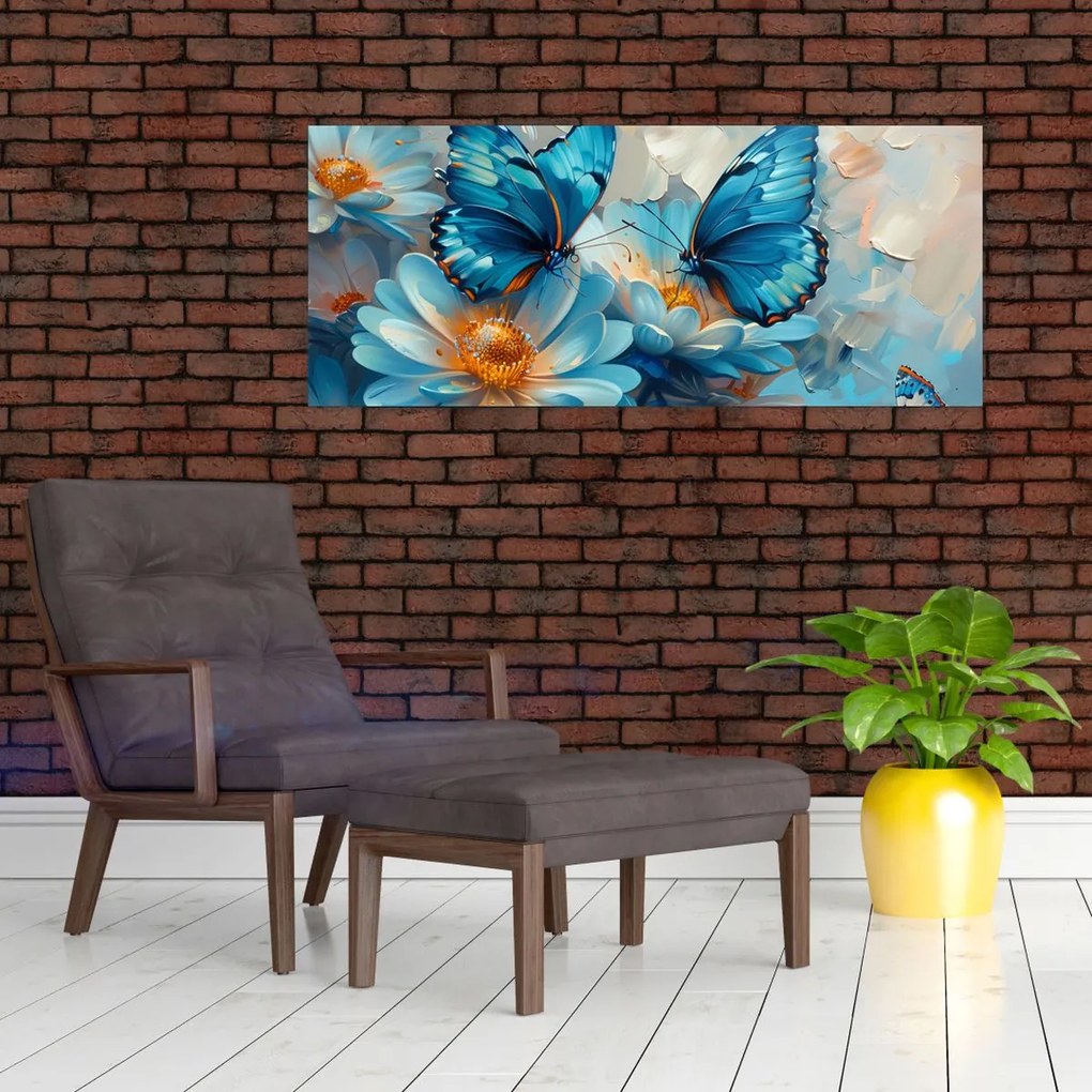 Tablou - Fluturi albaștri (120x50 cm)